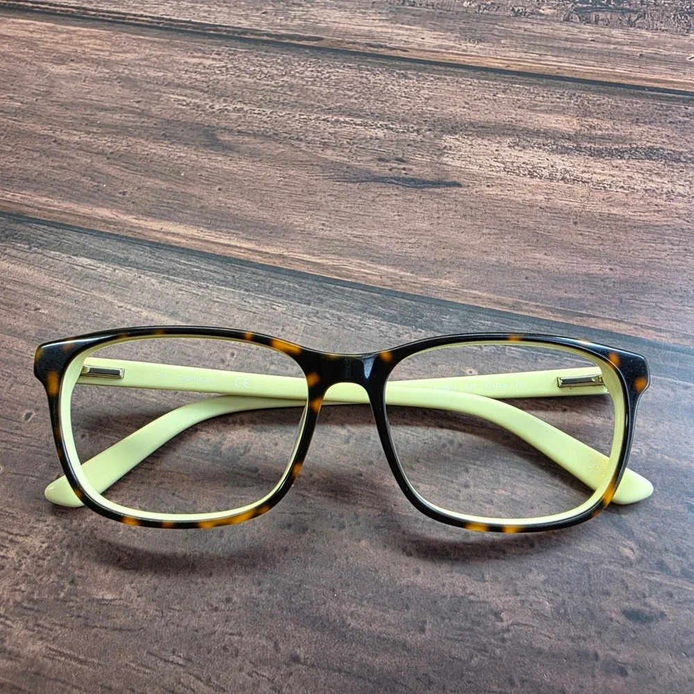 Calvin Klein CK18515 241 Tortoise Lime Green Square Eyeglasses Frames 53-15-135